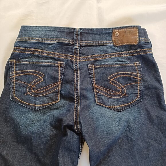 Silver Womens Jeans Suki Capri Cropped Dark Wash Midrise Stretch Size 28  30x26 - Picture 5 of 13